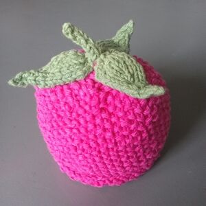Host Pick | Hand Crafted Handknit Pink Raspberry Cotton Baby Hat Size Newborn NB